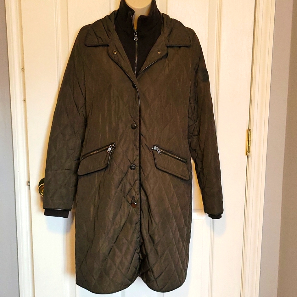 Lauren Ralph Lauren Barn Equestrian Brown Quilted Midi Jacket Xs